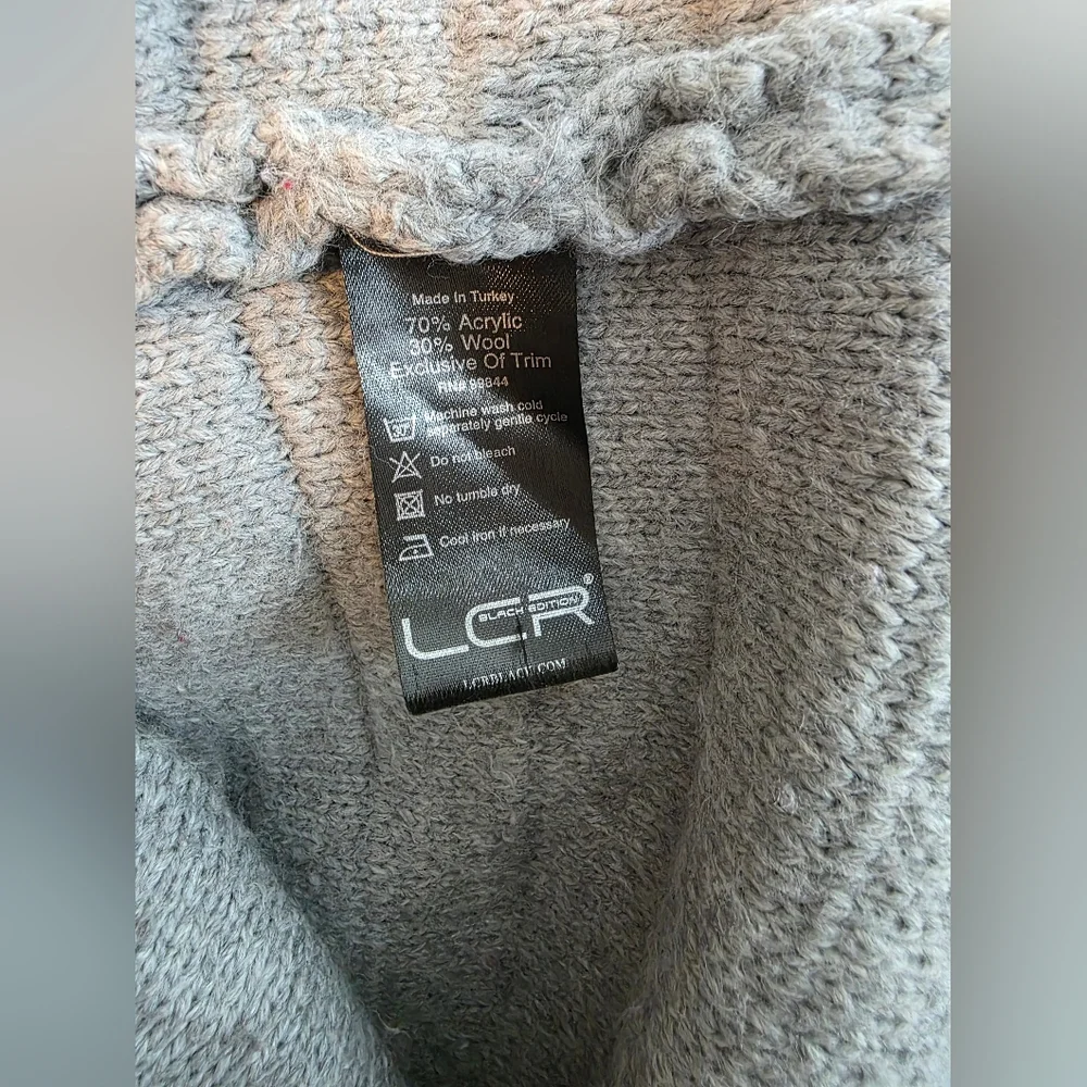 LCR Black Edition Gray Black Hooded Sweater Jacket Slim Size Large BW-3175